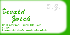 devald zwick business card